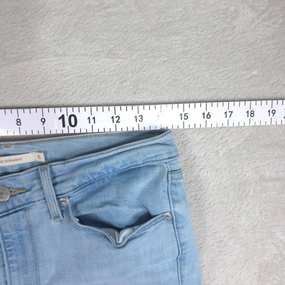 Levi Strauss Classic Straight Jeans Men 28x30 Cotton Blue Stretch Light Wash